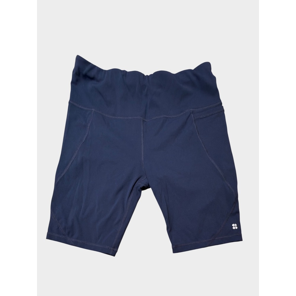Sweaty Betty Power Biker Pocket Shorts Navy Blue 9" Inseam High Rise Size M T10